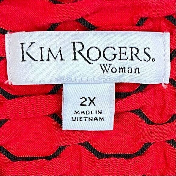 Kim Rogers 3/4 Sleeve Red Black Geometric Polka Dot Blouse 2X - Picture 8 of 9